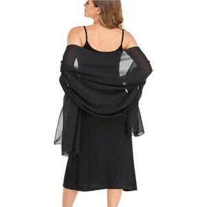 Black Bridal Shawl Wraps Scarf Chiffon Wraps Silky Formal Prom Dress Scarves